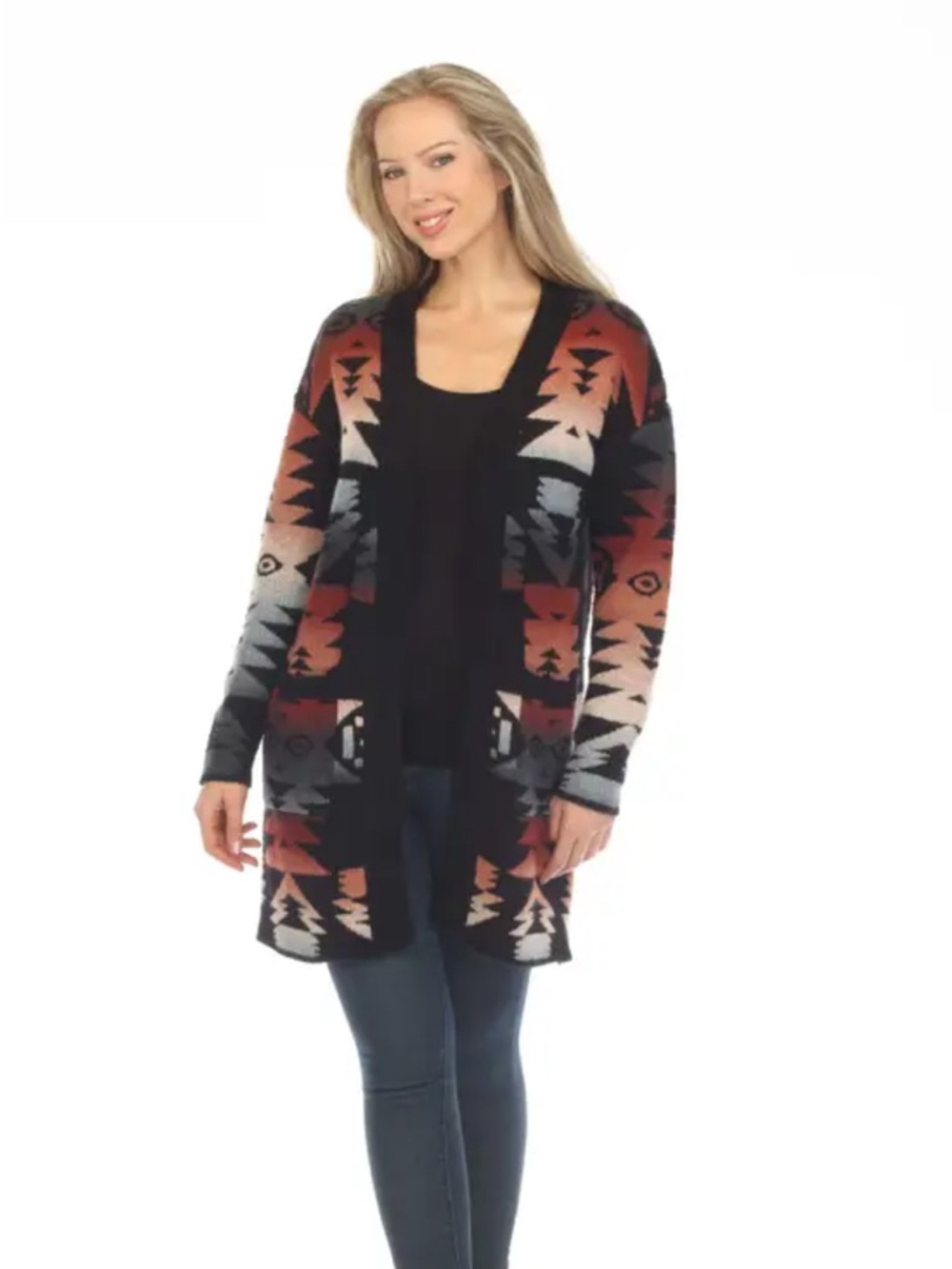 Kamana medium long cardigan Aztec print